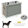 PawHut Raised Dog Bowls, with Storage, Two Stainless Steel Bowls, Elevated Base - Grey - 3