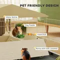 PawHut Small Animal Cage with Removable Pet Playpen, Guinea Pig Cage with Waterproof Pad, Hay Feeder, 108 x 71 x 57cm, Beige - 5