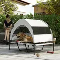 PawHut Portable Elevated Dog Bed with Removable Canopy, Cooling Raised Pet Cot for Large Dogs, 106 x 76 x 94 cm - 9