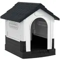 PawHut Plastic Dog Kennel with Windows, for Garden Patio, Miniature Dogs, 64.5 x 57 x 66cm - Grey - 1