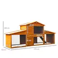 PawHut Small Animal Deluxe XXL Fir Wood 2-Tier Guinea Pigs Hutches Natural Wood Tone - 3