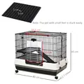 PawHut Small Animal Guinea Pigs Hutches Steel Wire Rabbit Cage Pet Play House  W/ Waste Tray Black - 3
