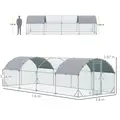 PawHut Walk In Chicken Run Galvanised Chicken Coop Hen Poultry House Cage Pet Playpen Garden with Water-Resist Covers - 3