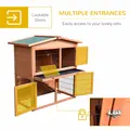 PawHut Rabbit Hutch Outdoor Guinea Pig Hutch 2-Tier Bunny Cage with No-Leak Tray 100.5 x 55 x 101 cm - 5