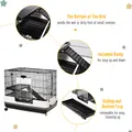 PawHut Small Animal Guinea Pigs Hutches Steel Wire Rabbit Cage Pet Play House  W/ Waste Tray Black - 6