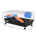 PawHut Steel Small 2-Tier Small Guinea Pigs Hutches w/ Accessories Blue/Orange - 3
