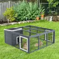 PawHut Rabbit Hutch Outdoor, Guinea Pig House, Bunny Run Cage with Openable Top for 1-2 Rabbits, 123 x 120 x 52cm, Grey - 2