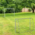 SPORTNOW 6ft x 4ft Football Goal, Set of 2 Football Net for Garden, Training Goal with Ground Stakes, Steel Frame - 2