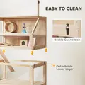 PawHut Wooden Hamster Cage with Detachable Lower Floor, Storage Shelf, Hut, Seesaw, Exercise Wheel, Ramps for Hamster - 5