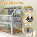 PawHut Wooden Hamster Cage with Detachable 32cm Deep Bottom, Hut, Seesaw, Exercise Wheel, Ramp, 60 x 40 x 75cm, Light Grey - 8