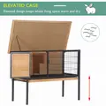 PawHut Wooden Guinea Pigs Hutches Elevated Pet House Bunny with Slide-Out Tray Outdoor Natural - 7