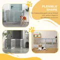 PawHut Wooden Pet Gate Foldable Freestanding Dog Safety Barrier w/ Support Feet, Grey - 6