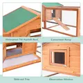 PawHut Wooden Guinea Pigs Hutches W/ Ramp-Golden Red - 6