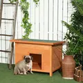 PawHut Wooden Dog Kennel Elevated Dog Pet House w/ Open Top 82W x 58D x 58H cm - 2