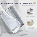 PawHut XL Stainless Steel Cat Litter Box with High Sides, Metal Scoop, 60 x 40 x 30 cm - 4