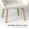 Set of 2 Accent Chair, Arm Chair with Slanted Back, Thick Padding and Rubber Wooden Legs for Living Room, Cream White - 6