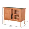 PawHut Wooden Guinea Pigs Hutches Elevated Pet Bunny House with Slide-Out Tray Openable Roof - 3