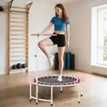 SPORTNOW 40" Fitness Trampoline, Mini Rebounder Trampoline for Adults with 5-Level Adjustable Handle, Indoor Exercise Bungee Rebounder, Max Load 100KG, Pink - 2