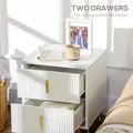 Set of 2 Elegant Chest of Two Drawers - White/Gold-Tone - 5