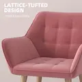 Set of 2 Accent Chair, Arm Chair with Slanted Back, Thick Padding and Rubber Wooden Legs for Living Room, Pink - 5