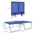 SPORTNOW 9FT Folding Tennis Table, with 8 Wheels, for Indoor Use, Blue - 3