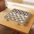 SPORTNOW 15 Inch Chess Set, Foldable Chess and Draughts Set, Brown - 9