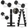 SPORTNOW 5-Tier Dumbbell Rack with 6 Hexagonal Rubber Dumbbells (2x4kg, 2x5kg, 2x6kg), Dumbbell Storage Stand Holder with Weights Sets for Home Gym Fitness, Black - 3
