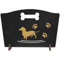 PawHut Wooden Dog Stopper, Dog Barrier with Support Feet, for Stair, Patio, Very Easy Setup, Black, 75 x 51 cm - 1