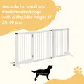 PawHut Wooden Dog Gate, Dog Fence Indoor, Freestanding Dog Barrier, Adjustable Lockable Fence with 3 Panels, 71H x 113-166W cm, White - 8
