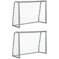 SPORTNOW 6ft x 4ft Football Goal, Set of 2 Football Net for Garden, Training Goal with Ground Stakes, Steel Frame - 1