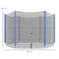 SPORTNOW 10ft Trampoline Net Replacement with 6 Plastic Pole Covers, Weather-Resistant Trampoline Netting Replacement with Zipped Entrance, Poles Not Included, Blue - 3