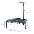 SPORTNOW 45" Rebounder Trampoline for Adults, Quiet Bungee Rebounder with LED Lights and Adjustable Handle, Blue - 3