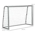 SPORTNOW 8ft x 5ft Football Goal, Set of 2 Football Net for Garden, Training Goal with Ground Stakes, Steel Frame - 3