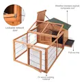 PawHut Wooden Guinea Pigs Hutches Detachable Rabbit Cage Pet House with Openable Run & Roof Slide-out Tray - 6