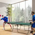 SPORTNOW 9FT Folding Tennis Table, with 8 Wheels, for Indoor Use, Green - 2