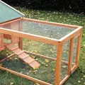 PawHut Wooden Guinea Pigs Hutches W/ Ramp-Golden Red - 8