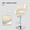 Upholstered Swivel Bar Stool, Set of 2 Height Adjustable Barstool with Back, Armrest, Footrest for Kitchen, White - 5