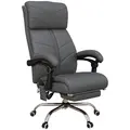 Vinsetto High Back Vibration Massage Office Chair, Heated Reclining PU Leather Computer Chair with Footrest, Grey - 1