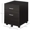 Vinsetto 2-Drawer Locking Office Filing Cabinet w/ 5 Wheels Rolling Storage Hanging A4 Cupboard Home Organisation Black Wood Grain - 3