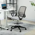 Vinsetto 100-120cm Draughtsman Office Chair, with Footrest - Light Grey - 2