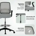 Vinsetto 100-120cm Draughtsman Office Chair, with Footrest - Light Grey - 8