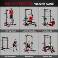 SPORTNOW Cable Crossover Machine, Multi-Function Power Rack with Pull Up Bar, Lat Pull Down System, Squat Rack, Barbell Bar - 4