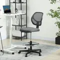 Vinsetto Ergonomic Mesh Standing Desk Chair with Adjustable Footrest Ring and Seat Height Charcoal Grey - 2