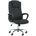 Vinsetto Linen-Look Swivel Office Chair - Black - 1