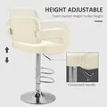 Upholstered Swivel Bar Stool, Set of 2 Height Adjustable Barstool with Back, Armrest, Footrest for Kitchen, White - 4