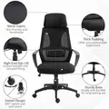 Vinsetto Ergonomic Office Chair, High Back Computer Chair, Mesh Desk Chair with Lumbar Support, Headrest, Wheel, Adjustable Height, Black - 7