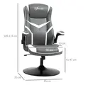 Vinsetto Gaming Chair Ergonomic Computer Chair with Adjustable Height Pedestal Base, Home Office Desk Chair PVC Leather Exclusive Swivel Chair Grey - 3
