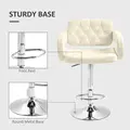 Upholstered Swivel Bar Stool, Set of 2 Height Adjustable Barstool with Back, Armrest, Footrest for Kitchen, White - 6