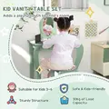 ZONEKIZ Kids Bedroom Furniture Set Includes Bed Frame, Kids Toy Chest, Dressing Table with Mirror and Stoolfor Ages 3-6 Years, Green - 5