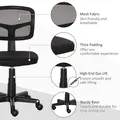 Vinsetto Small Office Chair without Arms, Ergonomic Swivel Mesh Desk Chair with Curved Back and Wheels, Height Adjustable, for Home Vanity Computer Dressing Table Study Bedroom, Holds Up to 120 kg - 7